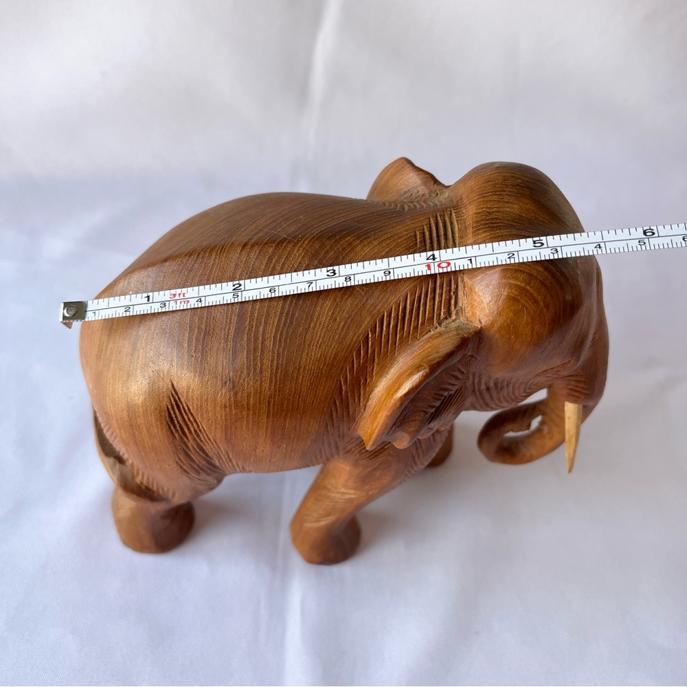 Vintage Hand Carved Wooden Elephant Figurine - Picture 7 of 7